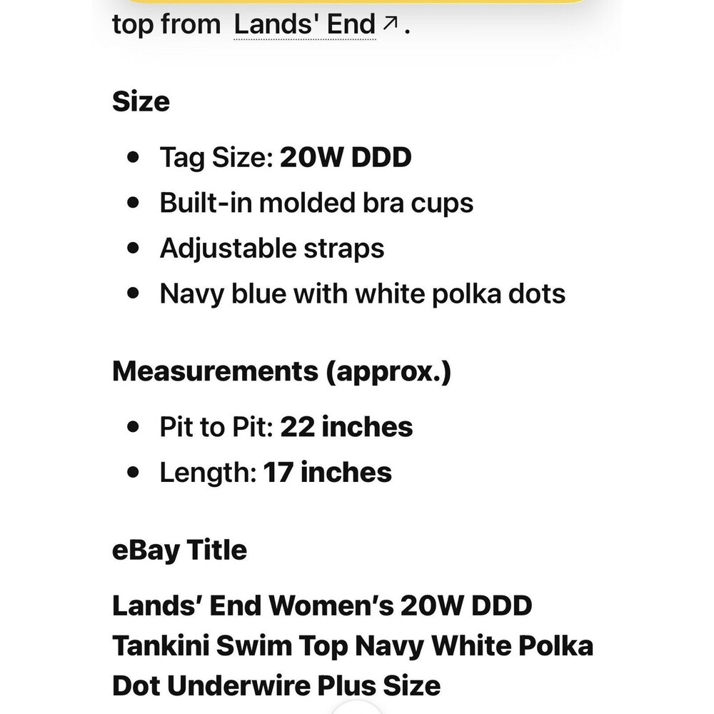 Lands End Blue White Polka Dot Underwire Bikini Swim Top Size 20W DDD Womens - Picture 3 of 13